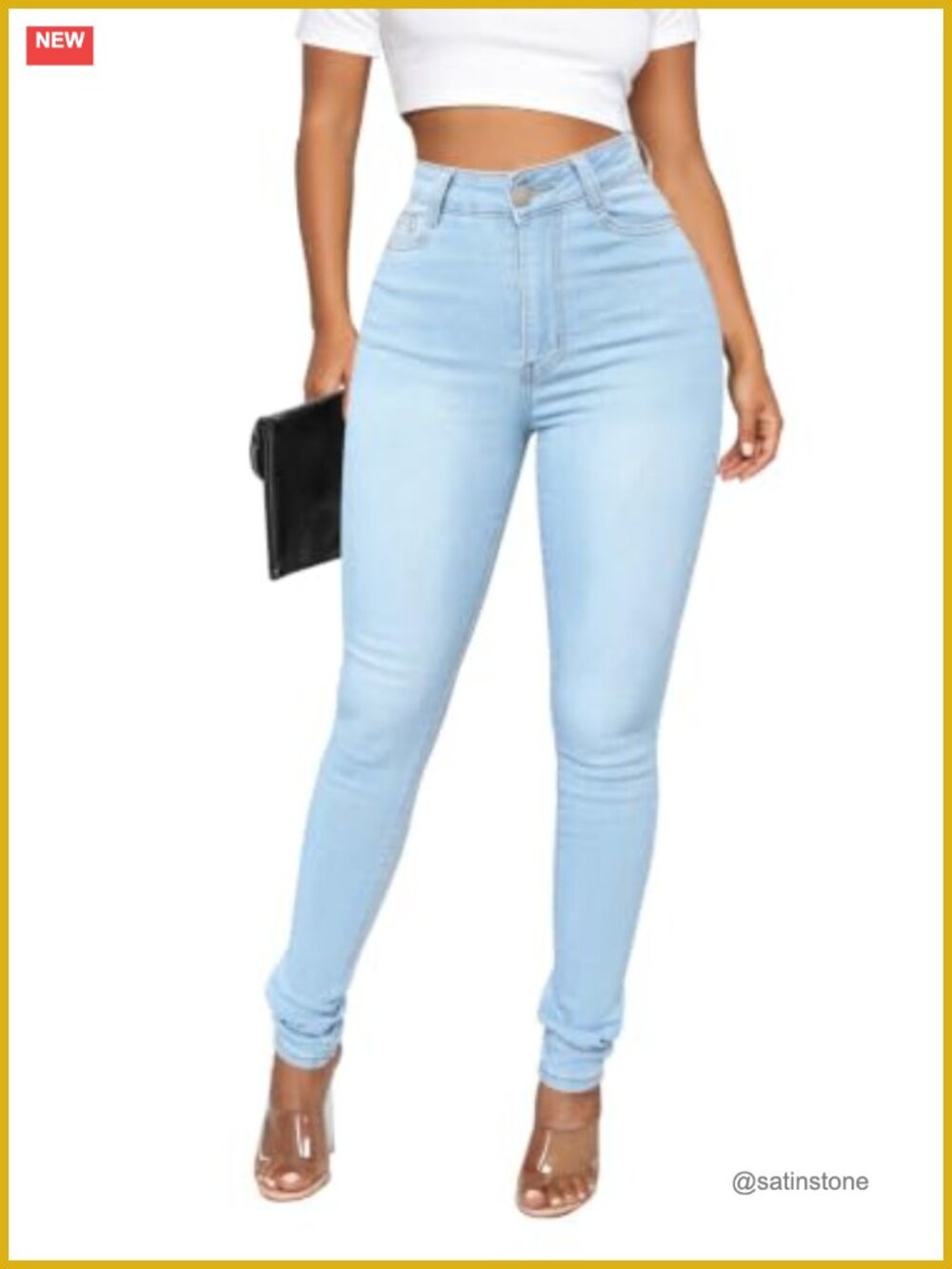 High Waisted Skinny Jeans Butt Lifting Tummy Control Stretchy Denim